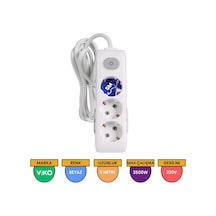Viko Multi-let 3'lü Grup Priz Anahtarlı Topraklı Çocuk Korumalı 5 Metre Beyaz - 90117305