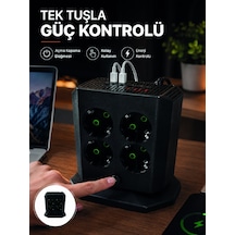 Akım Korumalı 8'li Dikey Priz 4 Usb 2 Type-c Hızlı Şarj Destekli Çoklu Priz 0