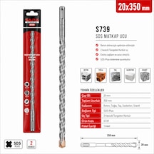 Sara S739 Sds Plus Matkap Ucu 20 X 350 Mm, 2 Kesicili Tungsten Karbür Uçlu