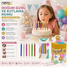 Nerox Nrx-3016 Doğum Günü Mumu 6 Adet Renkli Beyaz Plastik Tutacak Süs - 24'li Paket Diğer