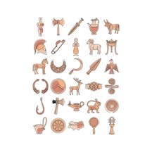 30 Adet Antik Akdeniz Bronz Sticker Seti - Laptop, Defter, Ajanda Çok Renkli
