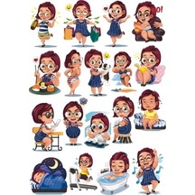 Kadın Stciker Set-4 15 Parça Telefon, Tablet, Defter, Laptop Sticker