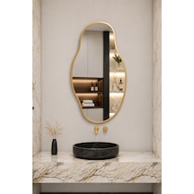 Ant Home Asimetrik Ayna Çerçeveli Ayna Duvar Aynası Konsol Aynası Banyo Aynası Çerçeveli Ayna Gold