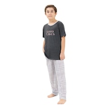 Yeni İnci Kısa Kollu Ekose Erkek Çocuk Pijama Takım Cep341 001