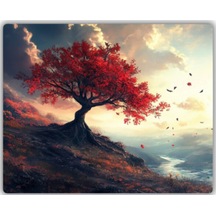 Kırmızı Ağaç Desenli Mouse Pad 22x18 Cm