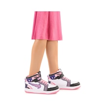 Kiko Kids Tesan Cırtlı Günlük Kız Çocuk Spor Ayakkabı Siyah - Beyaz - Pembe