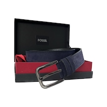 Fossil Lacivert Rengi Hakiki Deri 4 Cm Erkek Kemeri -115 Cm Lacivert