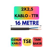 Öznur 2x2,5 Ttr Kablo Siyah Metre Seçenekli - 16 Metre