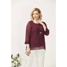 Moda Berray 1934 Kolyeli Şifon Büyük Beden Şık Bluz Bordo Bordo Moda Berray 1934 Kolyeli Şifon Büyük Beden Şık Bluz Bordo Bordo
