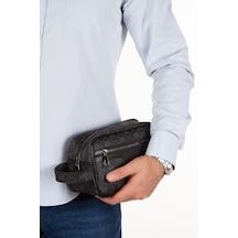 Newish Polo Desenli Siyah Vegan Deri Portföy-clutch Traş/makyaj Ve El Çantası Günlük, Seyahat - Erkek Siyah