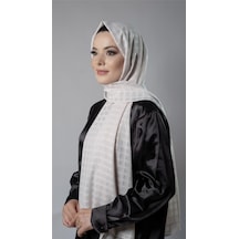 Hürrem Bone Taş Desenli Şal Şifon Kumaş Kareli Çizgili 202107 46 Taş
