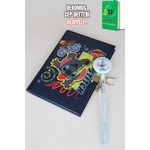 X Dekomus Lisanslı Stitch Lisanslı Stitch Unleash Lock Journal Kilitli Hatıra Defteri Ve Labirent Figürlü Geçmeli Kalem Seti Altın