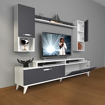 Decoraktiv Ekoflex 5da Mdf Retro Tv Ünitesi Tv Sehpası Beyaz - Antrasit