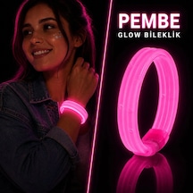 Pembe Kalın Glow Bileklik Kırılarak Yanan Parti Ve Festival Bilekliği "