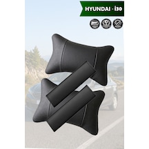 Hyundai İ30 Uyumlu Deri Kemer Koruyucu Set Siyah Lüks Deri Yastık