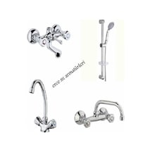 Çevirmeli Banyo Lavabo Eviye Bataryası Sürgülü Duş Takımı