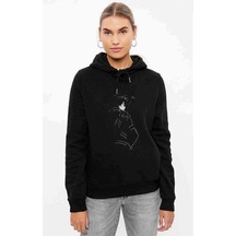 Anime Naruto Baskılı Siyah Kadın Kapşonlu Sweashirt (534704015)