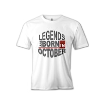 Legends Born İn October - Wave Beyaz Erkek Tshirt