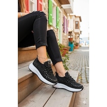 Guja 26y301 Rahat Taşlı Tekstil Günlük Spor Sneaker Kadın Ayakkabı Siyah