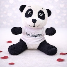 Seni Seviyorum Tişörtlü Sevimli Peluş Panda Çok Renkli