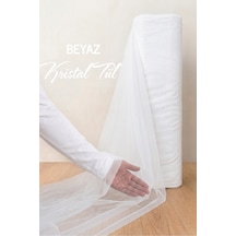 Azra Kına Beyaz Süsleme Tülü, 1 Metre, Nişan Tülü Bohça Tülü, Gelin Damat Düğün Konvoy Kapı Valiz Süsleme, Kristal Tül, Hediye Süsü, 100 Cm