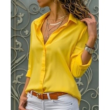 Modasize Dokuma Viskon Kumaş Efsane Gömlek Sarı