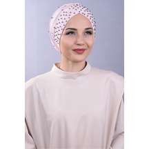 Melodi Scarf Kadın Tesettür İncili Taşlı Havuz Dış Bone Taş Rengi Taş Rengi