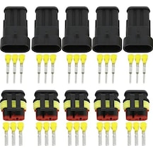 Buhara Elektronik 5 Adet 3 Pin Üçlü Süper Seal Konnektör Su Geçirmez Soket