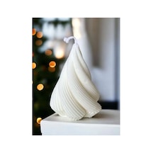 Dekoratif Sarmal %100 Doğal Soya Wax Vanilya Kokulu Mum / Beyaz 115mm X 75mm Beyaz