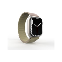 Kilifone - Apple Uyumlu  Watch 7 41mm - Kordon Silikon Kordon Strap Kayış Krd-122 - Kahverengi-krem
