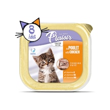 Plaisir Tavuk Etli ve Sütlü Pate Yavru Kedi Yaş Maması 8 x 100 G