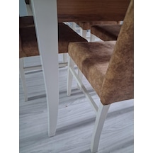 Masa Sandalye Mizan 90656 Ceviz Tabla Kırık Beyaz Ayak 6 Adet Sandalye Ahşap  -  Beyaz
