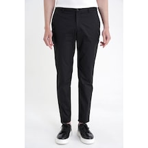 Comfort Fit Yan Cep Beli Lastikli %97 Pamuk Siyah Pantolon P 1214