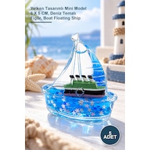 5 Adet Batmayan Gemi Yelken Tasarımlı Mini Model 6 X 5 Cm, Deniz Temalı Figür, Boat Floating Ship