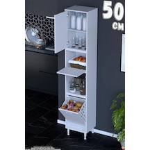 Vega Sepetli Çok Amaçlı Mutfak Kiler Dolabı 50 Cm Organizer Kirli Çamaşır Dolabı Oyuncak Dolabı Beyaz