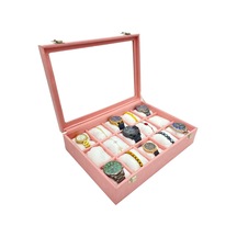 Saat Kutusu 15 Li Camlı Pembe Süet Pembe