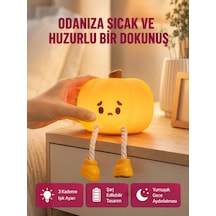 Dekoratif Pumpkin Gece Lambası Şarjlı Dokunmatik Led Işık Yeni Nesil - Lisinya Sarı