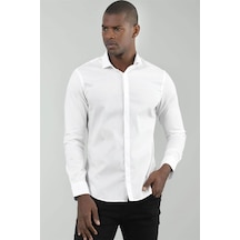 Tudors Süper Slim Fit Dar Kesim Erkek Gömlek-15230 Beyaz