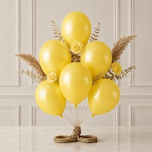 Sarı Renk Lateks Metalik Balon 30 Cm - 6 Adet