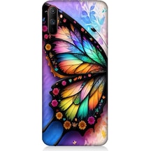 Realme C3 Uyumlu Renkli Kanatlı Kelebek Desenli Silikon Kılıf