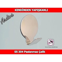 Ardini Paslanmaz Çelik Kendinden Yapışkanlı Bornoz Havlu Askısı Yuvarlak 4'lü Çok Renkli