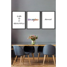 Hayat Güzeldir Motivasyon 3 Parçalı Çerçeve Seti 50 X 70