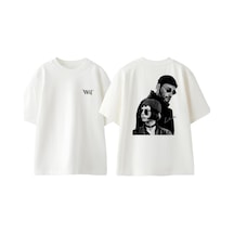 Thewert Leon Tasarım Sırt Baskılı Pamuk Beyaz Oversize T-shirt