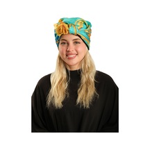 Çağla Yeşili Pratik Hazır Geçmeli Tesettür Bone İpek Desenli 2410 32 Çağla Yeşili