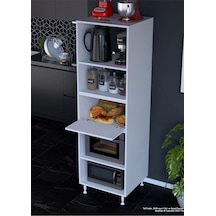 Afitap 1 Kapaklı Mini Fırın Mikrodalga Dolabı 59,6 X 194,6 X 56 Cm Çok Amaçlı Mutfak Dolabı Beyaz