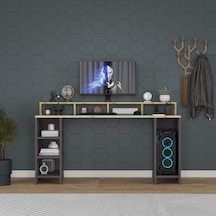 Oyuncu Masası/bilgisayar Masası / Çalışma Masası / %100 Mdf Antrasit - Lefkas Meşe