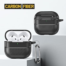 Airpods 4. Nesil Uyumlu Karbon Fiber Hybrid Polymer Technology Premium Kulaklık Kılıfı Siyah