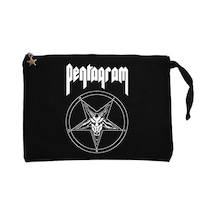Pentagram Logo and Text 2 Siyah Clutch Cüzdan / El Çantası Siyah