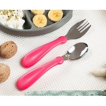 Babyjem Paslanmaz Çelik Çatal Kaşık Seti 522 Pembe Pembe