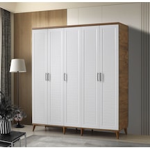 GuneyStore Paris 5 Kapaklı Komple MDF Atlantik Çam-Beyaz Gardırop